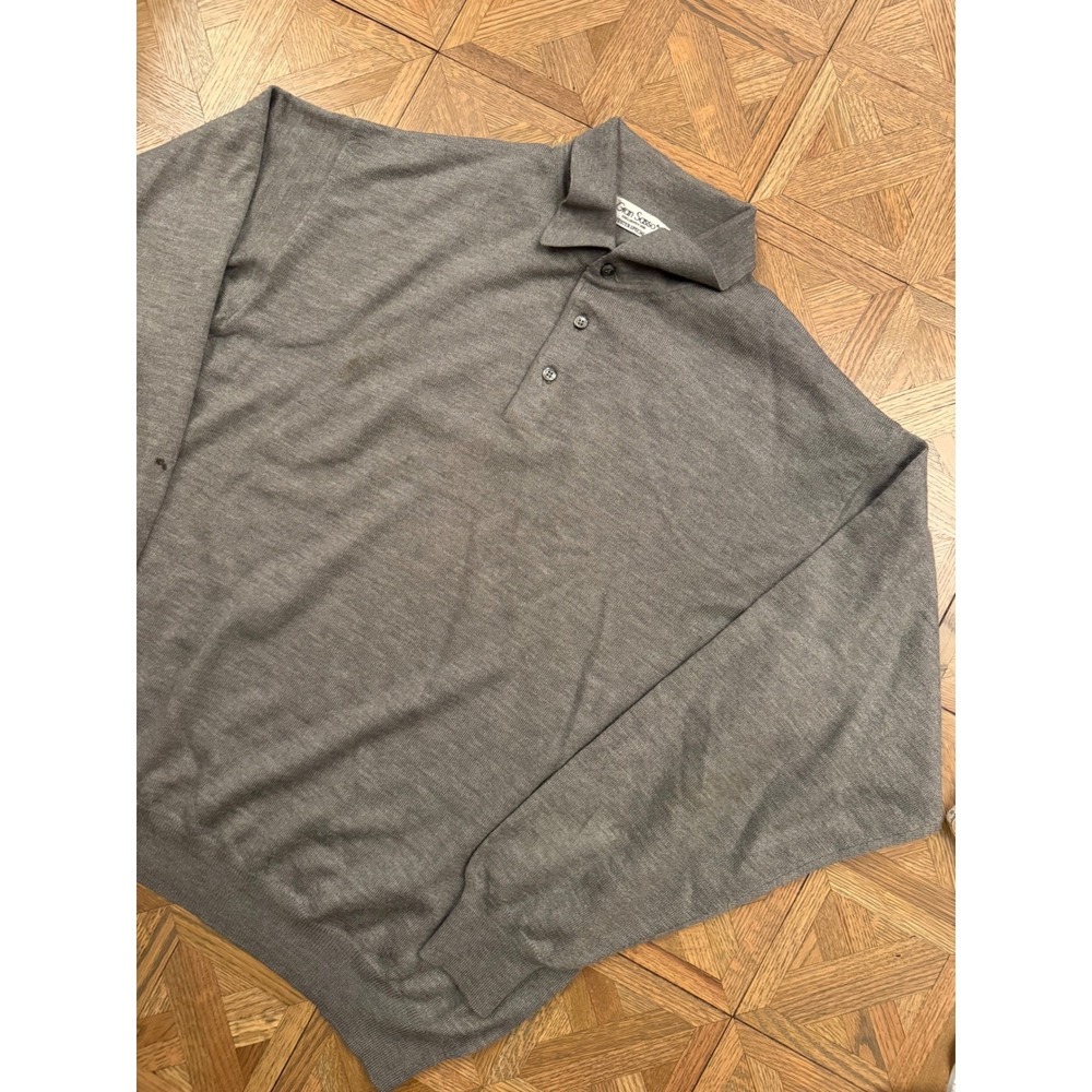 Gran Sasso Mens Grey Long Sleeve Polo Sweater Made in Italy cashmere lot 8